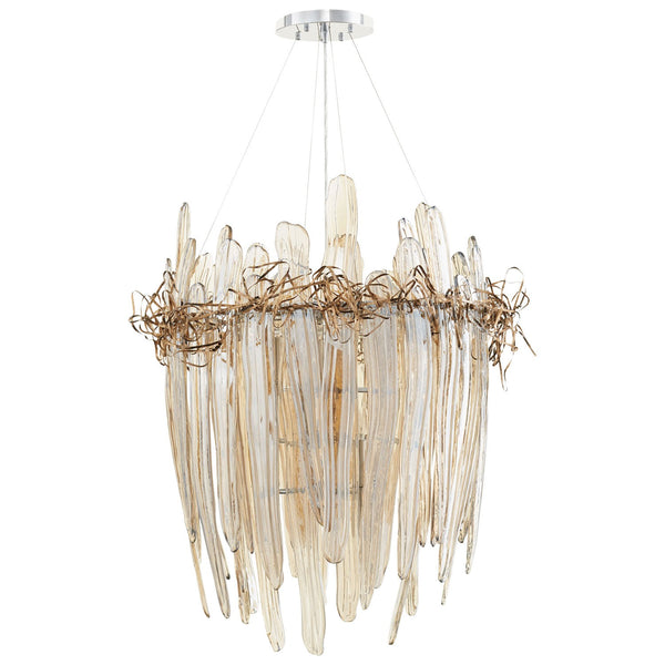 Thetis Cognac and Copper Nine-Light Chandelier