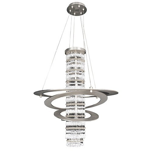 Brushed Nickel Five-Light Round Pendant with Firenze Clear Crystal