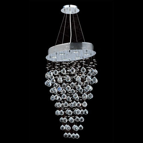 Corp Icicle Six-Light Chrome Finish with Clear-Crystals Chandelier