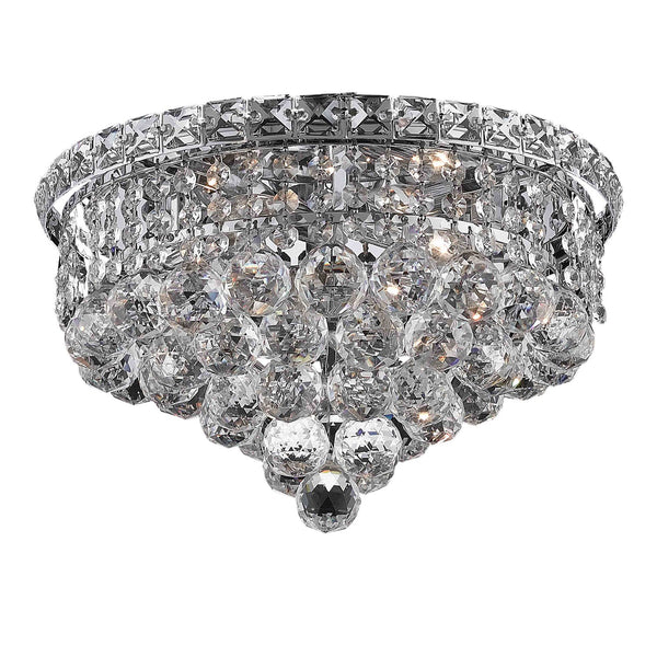 Chrome Four-Light 14-Inch Flush Mount with Royal Cut Clear Crystal