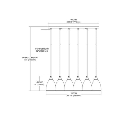 Layers 6-Light Pendant in Satin Nickel