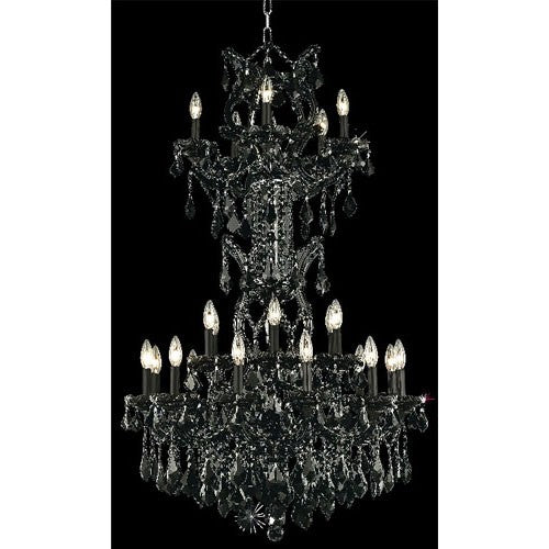 Black Twenty-Five Light Chandelier with Jet/Black Royal Cut Crystals