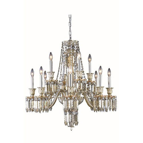 Golden Teak 12 Light 31-in Chandelier