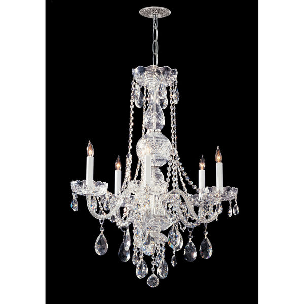 Group Traditional Crystal Polished Chrome Five-Light Chandelier with Swarovski Strass Crystal