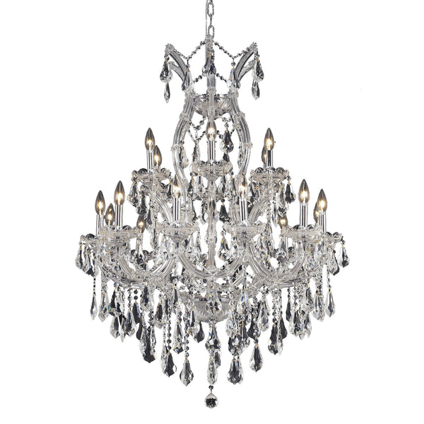 Maria Theresa Chrome Nineteen-Light 32-Inch Chandelier with Royal Cut Clear Crystal