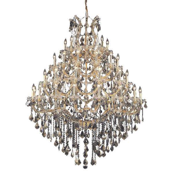 Maria Theresa Gold Forty-Nine Light 46-Inch Chandelier with Royal Cut Golden Teak Smoky Crystal