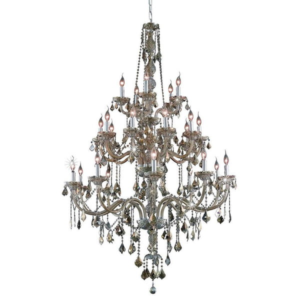 Verona Golden Teak Twenty-Five Light Chandelier with Golden Teak/Smoky Royal Cut Crystals