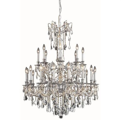 Pewter 24-Light Chandelier with Royal Cut Crystal