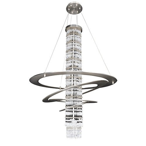 Brushed Nickel Seven-Light Round Pendant with Firenze Clear Crystal