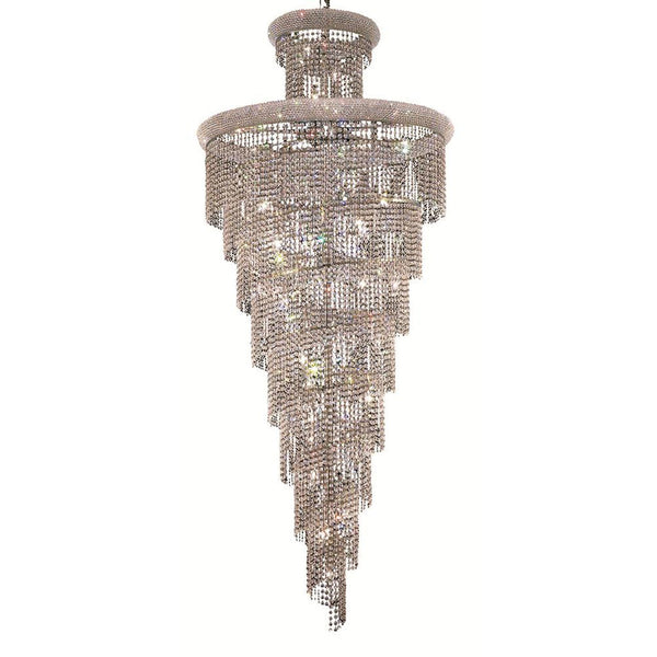 Spiral Chrome Thirty-Two Light 36-Inch Chandelier with Royal Cut Clear Crystal