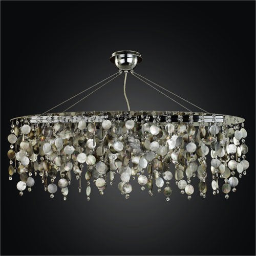 Midnight Pearl Five Light Chandelier with Mother of Pearl Shell and Crystal