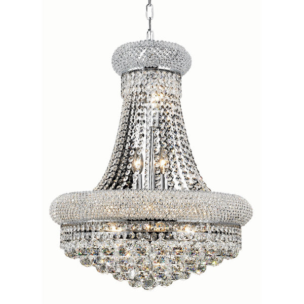 Chrome Fourteen-Light 20-Inch Chandelier with Royal Cut Clear Crystal