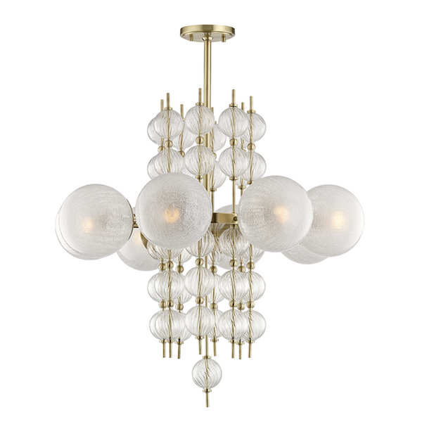 Chandelier, 8-Light, Aged Brass, 33.5"W (6433-AGB A2KTW)