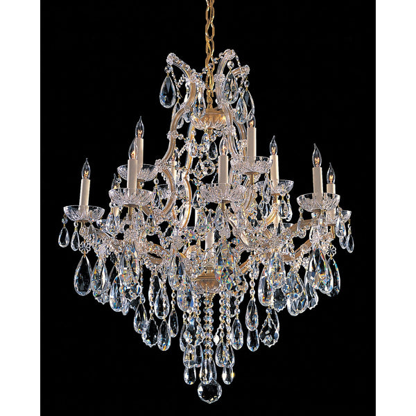 Gold Thirteen-Light Chandelier with Swarovski Spectra Crystal