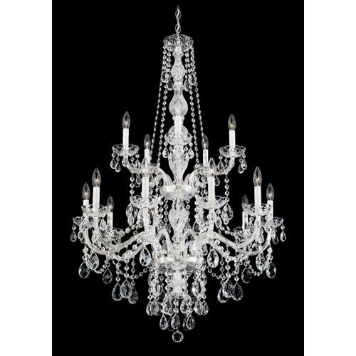 Silver 15-Light Clear Heritage Handcut Crystal Chandelier, 32W x 48H x 32D