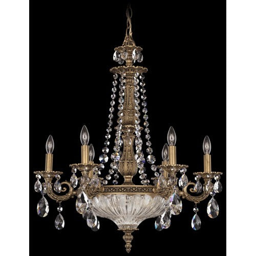 Bronze Nine-Light Clear Spectra Crystal Chandelier