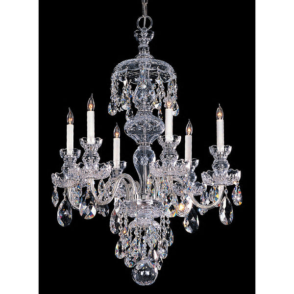 Group Traditional Crystal Swarovski Strass Crystal Polished Chrome Six-Light Chandelier