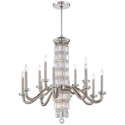 Crysalyn Falls Polished Nickel 18-Light Chandelier