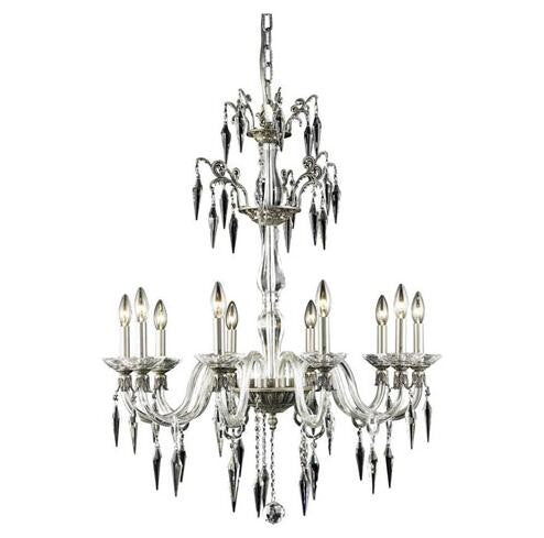 Pewter 10-Light Chandelier with Swarovski Elements Crystal