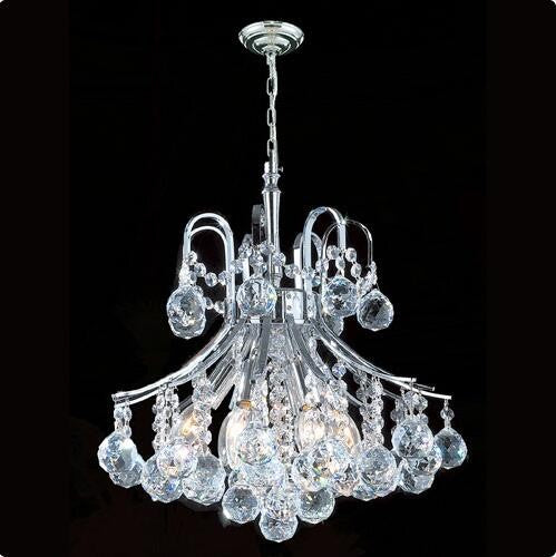 Six-Light Chrome Finish with Clear-Crystals Chandelier