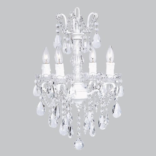 White Four-Light Glass Center Crystal Mini Chandelier