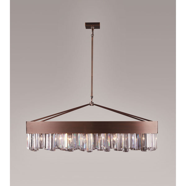 Cuspis Antique Copper 14.5-Inch Eight-Light Linear Pendant with Hexagonal Crystal Rods