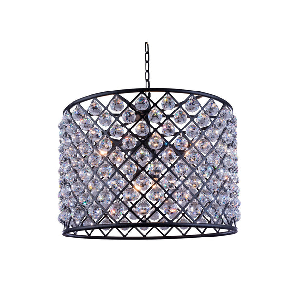 Madison Mocha Brown Eight-Light Pendant with Royal Cut Clear Crystals