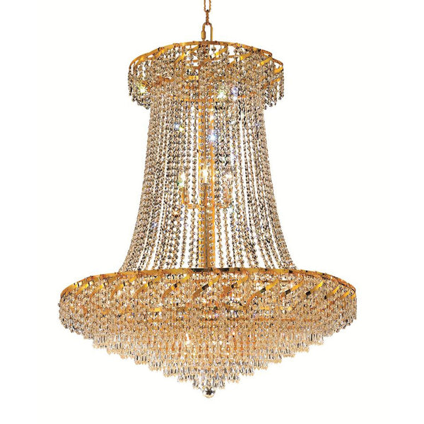 Gold Twenty-Two Light 36-Inch Chandelier with Royal Cut Clear Crystal