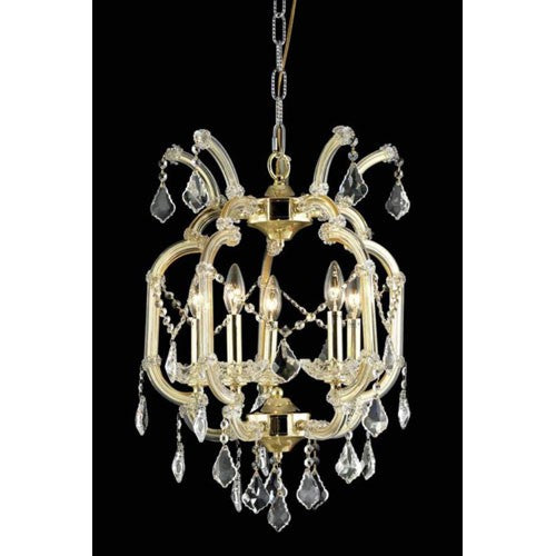 Maria Theresa Swarovski Elements Crystal Golden Teak Five Light 23-in Chandelier