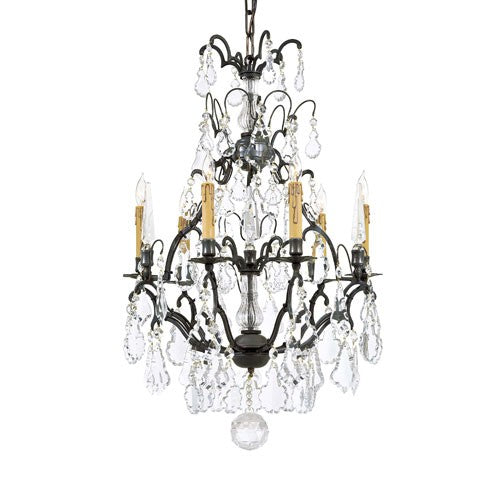 Vintage Six-Light Clear Glass Crystal Chandelier