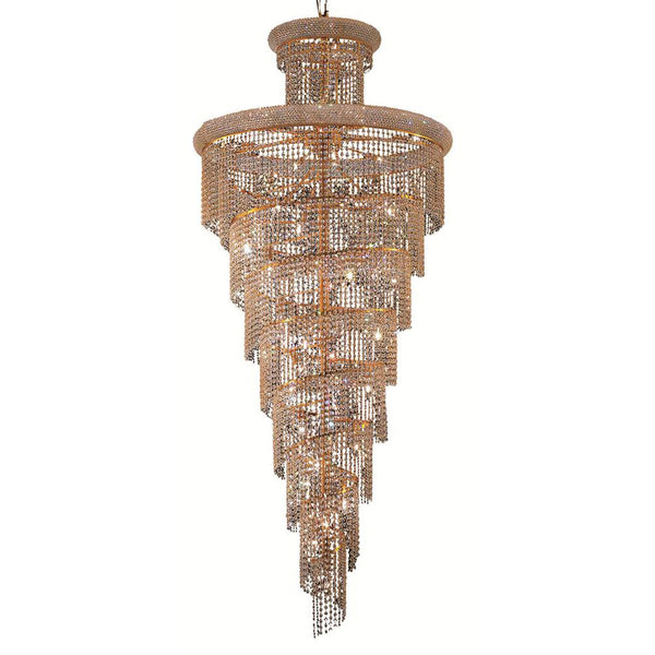 Spiral Gold Thirty-Two Light 36-Inch Chandelier with Royal Cut Clear Crystal