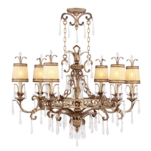 La Bella Vintage Gold Leaf Six-Light Chandelier