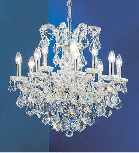 Chrome Twelve-Light Chandelier with Crystalique Accents