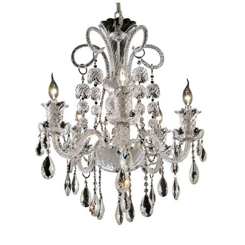 Chrome Five-Light 25-Inch Chandelier with Royal Cut Clear Crystal