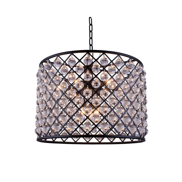 Madison Mocha Brown Eight-Light Pendant with Royal Cut Clear Crystals