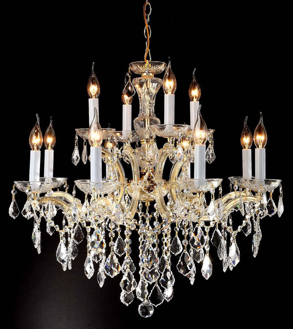 12 Lights Maria Theresa crystal chandelier dressed with clear crystals