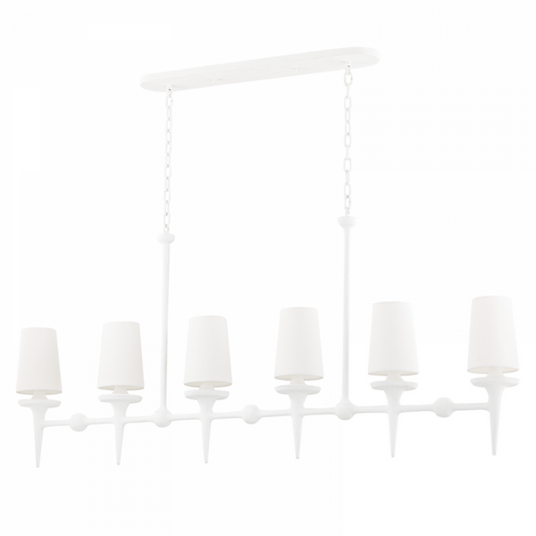 Linear Chandelier, 6-Light, White Plaster, 58"W (6658-Wp A8M49)