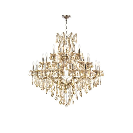 Maria Theresa 37-Light 3Chandelier in Golden Teak