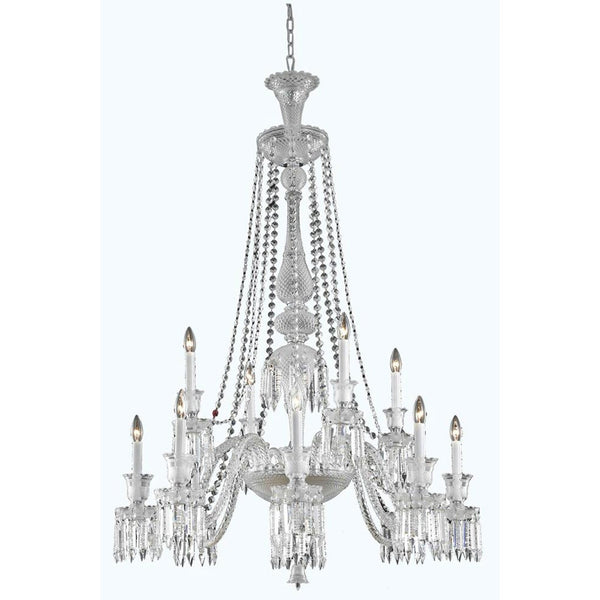 Chrome 12-Light Chandelier with Elegant Cut Crystal