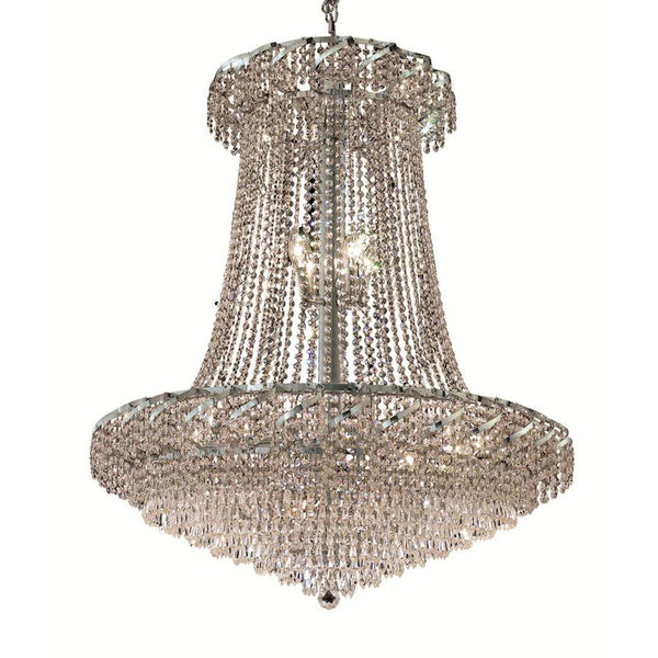 Chrome Twenty-Two Light 36-Inch Chandelier with Royal Cut Clear Crystal