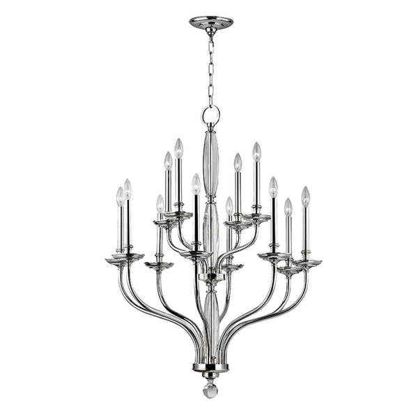 Nickel Twelve-Light Chandelier