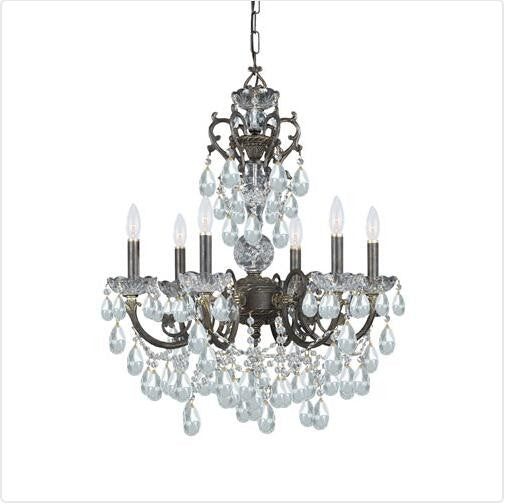 Bronze Swarovski Spectra Crystal Six-Light Chandelier