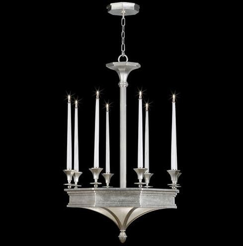 Silver Eight-Light Chandelier in Silver Leaf Finish