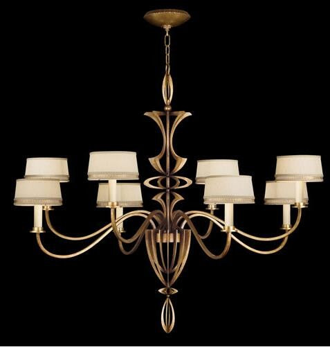 Eight-Light Chandelier in Toned Gold Leaf Finish