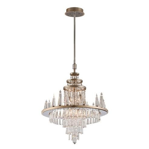 Silver Leaf with Polished Stainless Accents Six-Light LED Chandelier