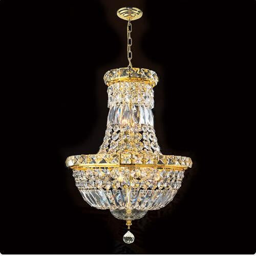 Six-Light Gold Finish with Clear-Crystals Chandelier