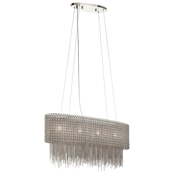 Brushed Nickel Four-Light Linear Pendant