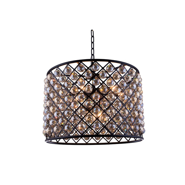 Madison Mocha Brown Eight-Light Pendant with Royal Cut Golden Teak Crystals