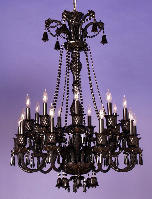 18 Lights Bohemian Crystal chandelier in black finish