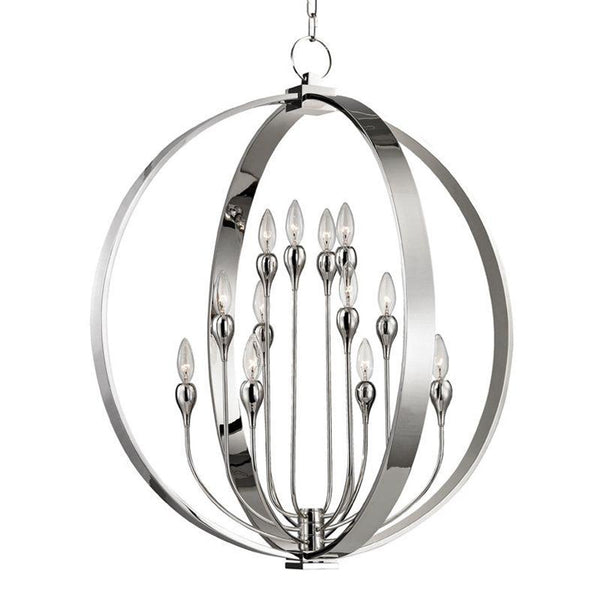 Chandelier, 12-Light, Polished Nickel, 30"W (6730-PN 9Z9A6)